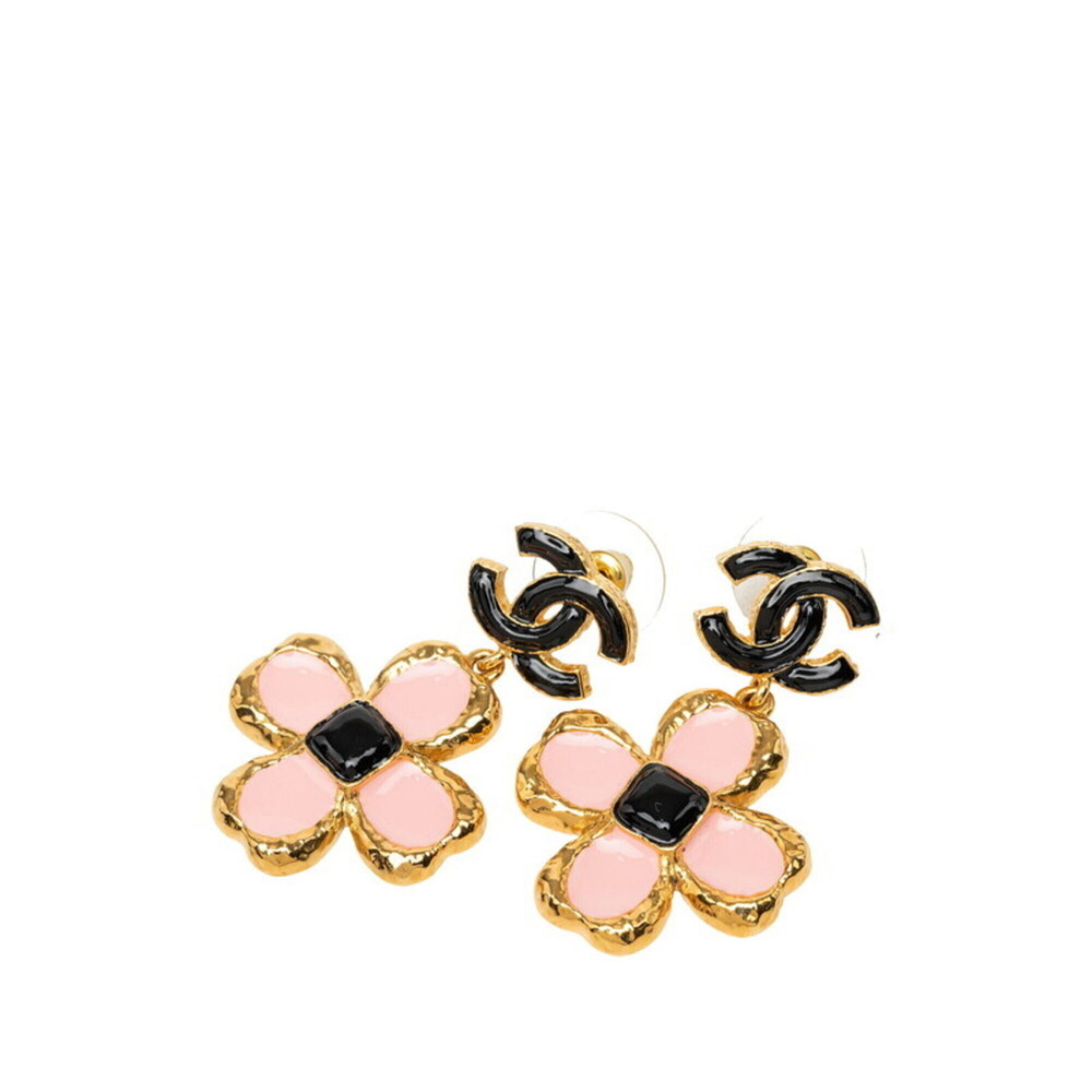 CHANEL Black Logo Earrings